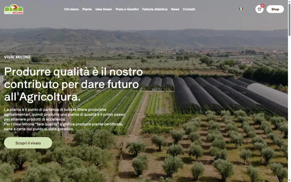 Sito web di Vivai Milone realizzato da REGICODE