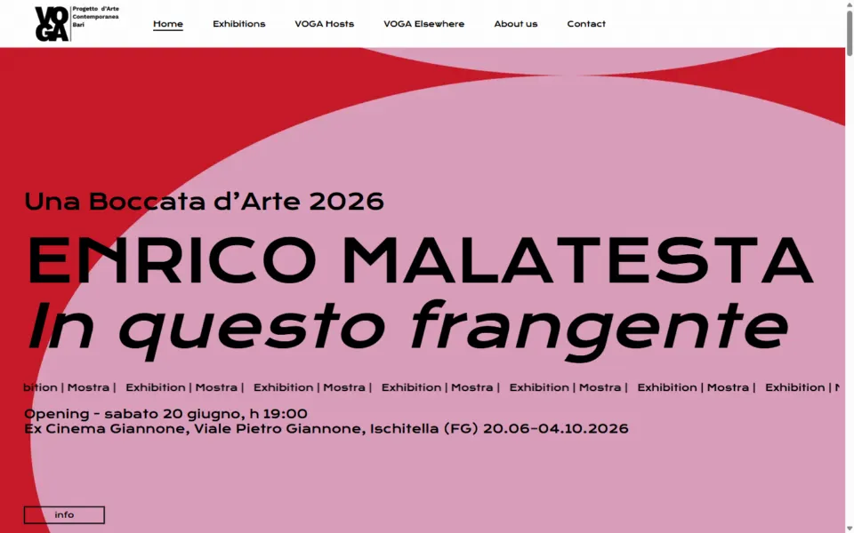 Sito web di Voga Art Project realizzato da REGICODE